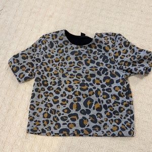 H&M sweatshirt material boxy top in cheetah print